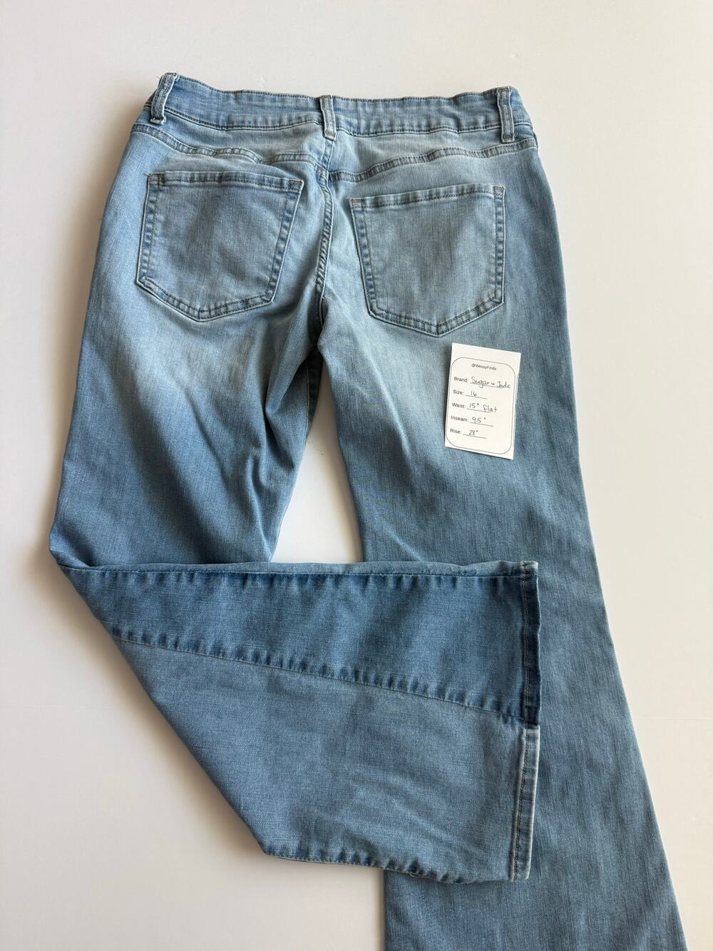 Sugar & Jade Two-Tone Light Wash Flare Jeans Size 16 Y2K